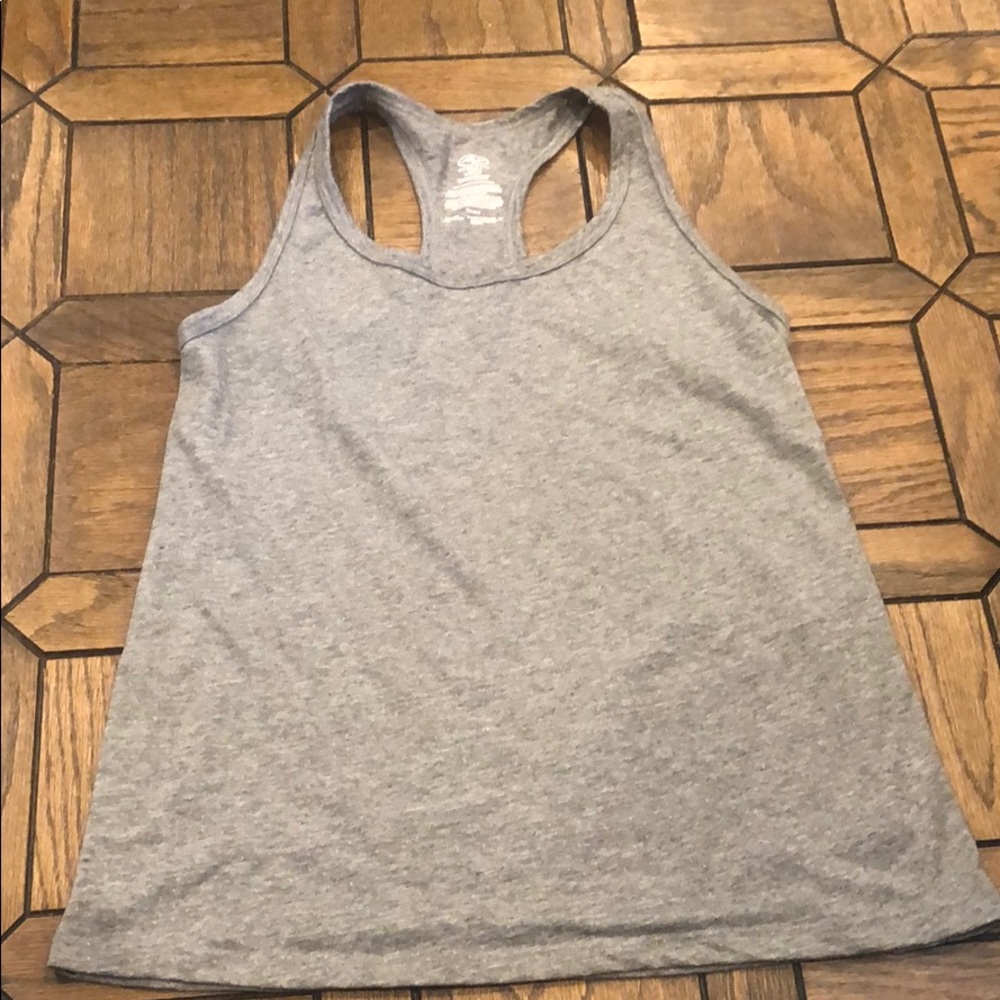 Grey workout tank, with tiny mesh holes!